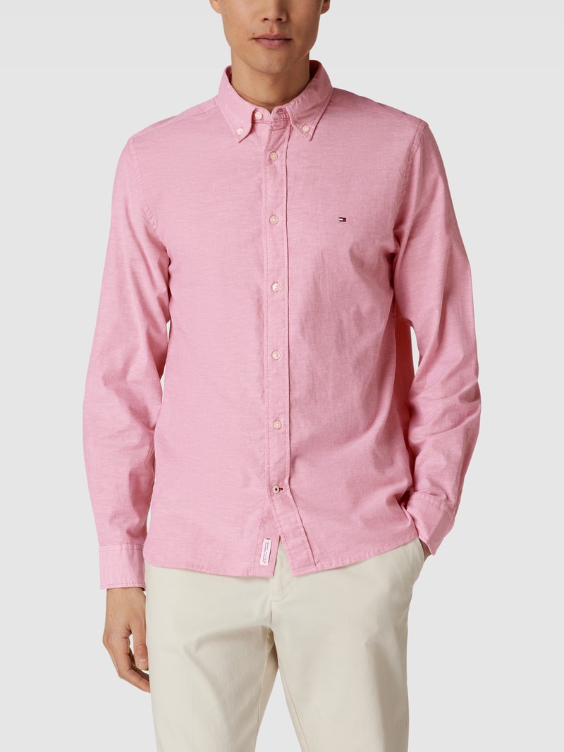 Freizeithemd mit Label-Stitching in neon rot
