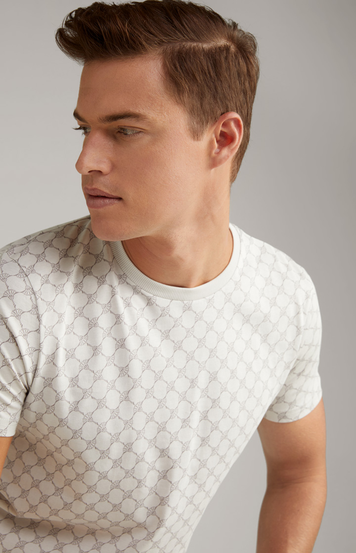 Loungewear T-Shirt in Offwhite/Grau gemustert