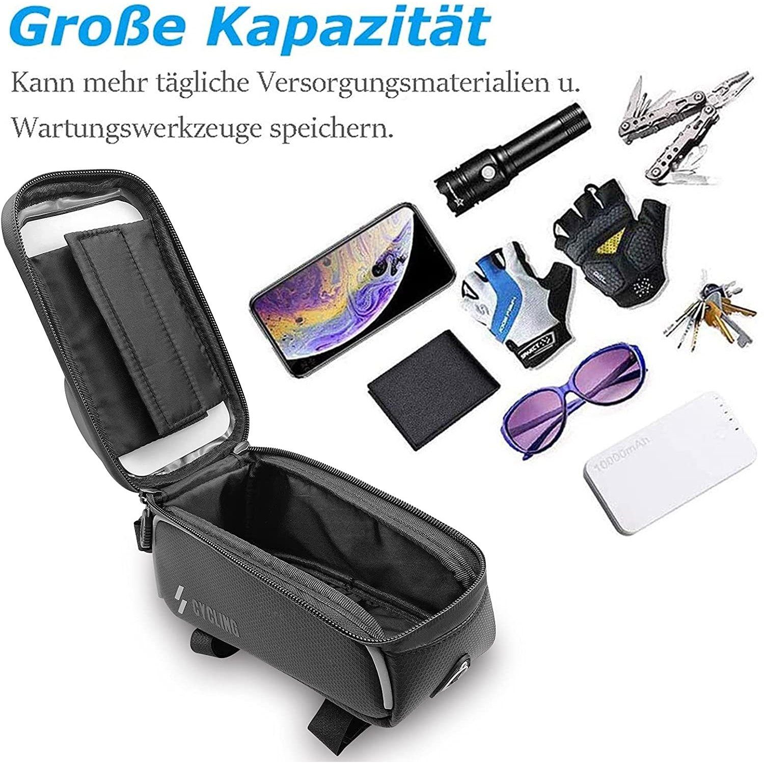zggzerg Fahrradtasche Wasserdicht Fahrrad Handytasche für Smartphones unter 6,5 Zoll