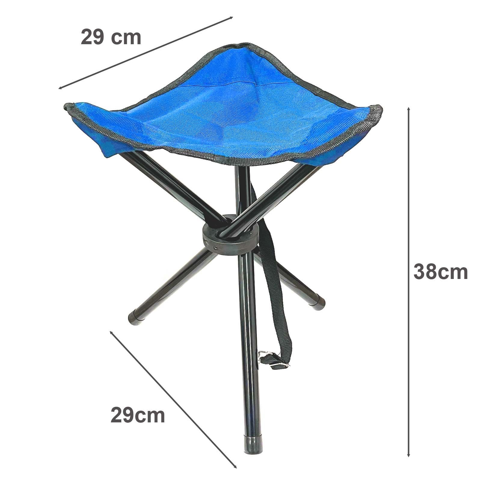 HAC24 Campinghocker Camping Hocker Falthocker Angelhocker Campingstuhl Dreibeinhocker, bis 110 kg inkl. Tragegurt und Klettverschluss