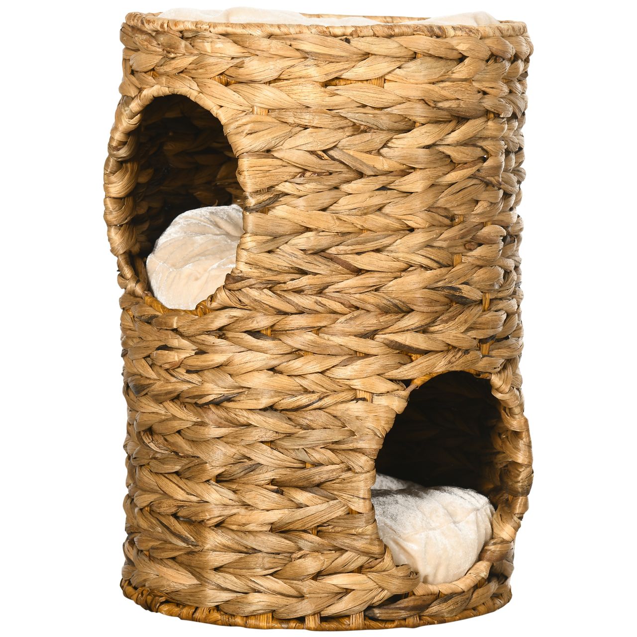 PawHut Kratztonne, Höhe 47 cm, Kratzturm mit 2 Ebenen, Katzenturm mit Kissen