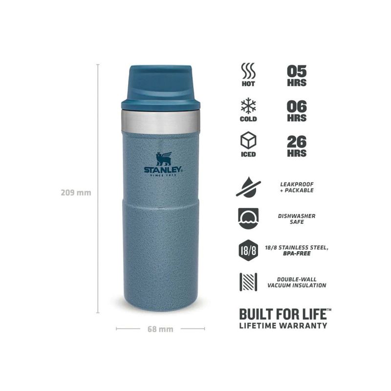 Stanley Thermoflasche, Classic Trigger-Action Travel Mug 12oz \/ 350ml Hammertone Ice