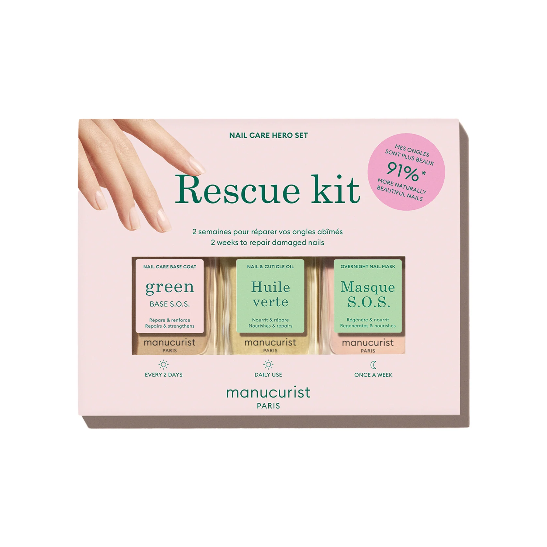 Trattamenti Unghie RESCUE KIT SOS Base Coat + SOS Mask + Huile Verte - Cofanetto Make Up, Trattamento Unghie