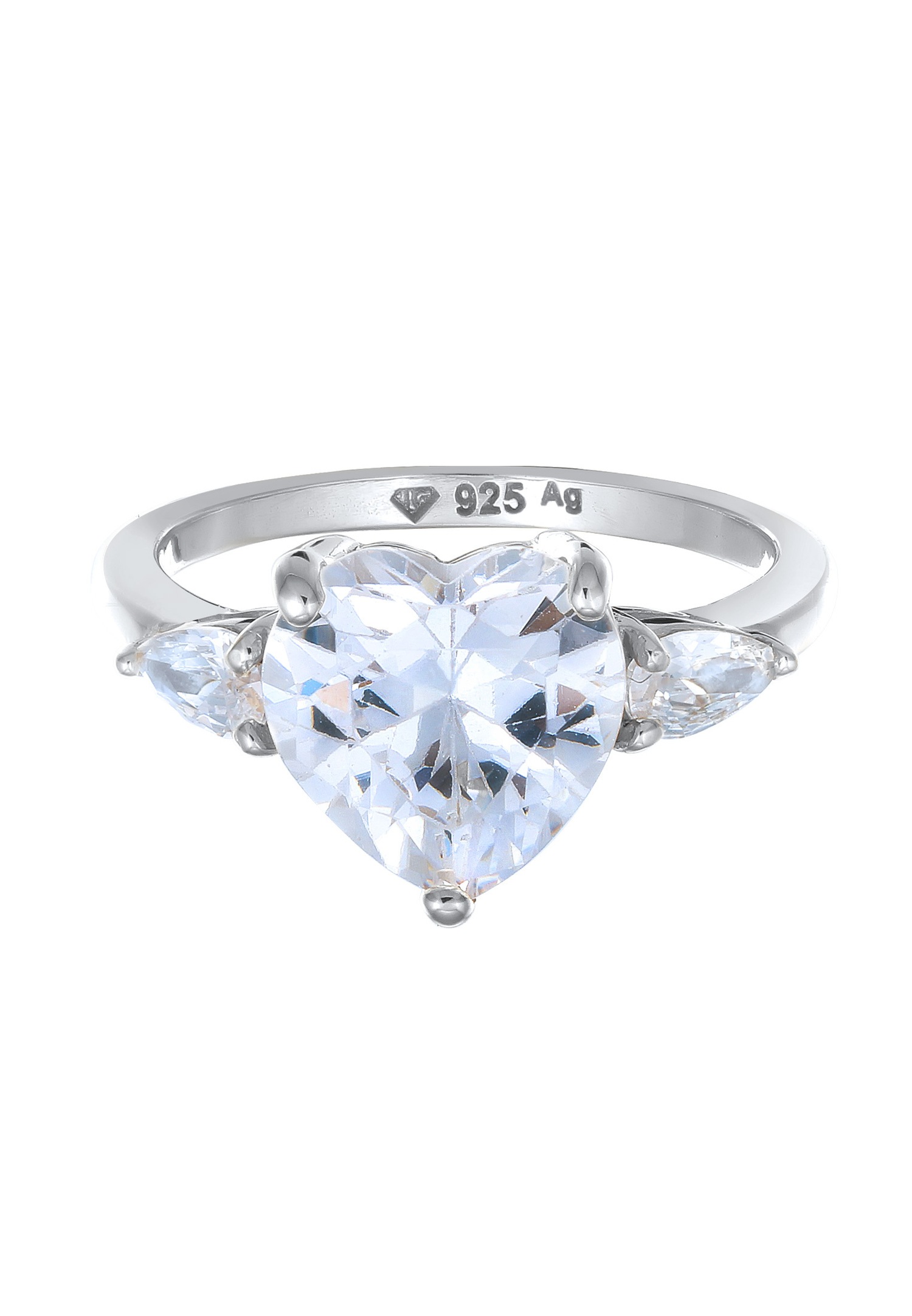 Anillo Elli Elli con piedras en forma de corazón, circonita blanca para mujer, plata de ley 925, Día de San Valentín