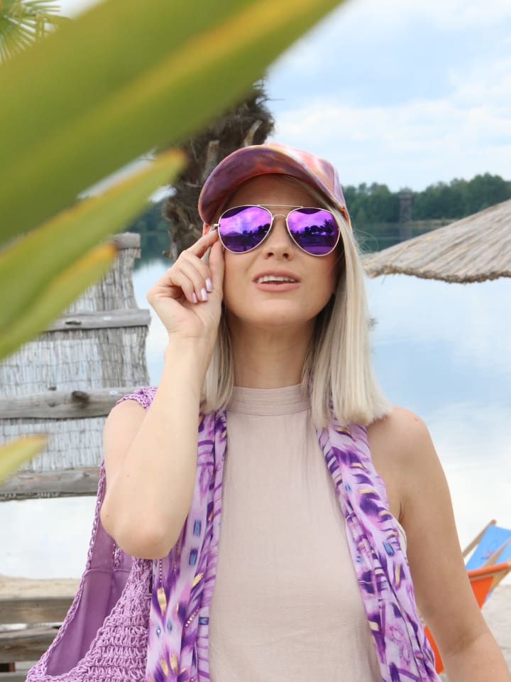 styleBREAKER Piloten Sonnenbrille in Gold / Lila verspiegelt günstig kaufen onesize