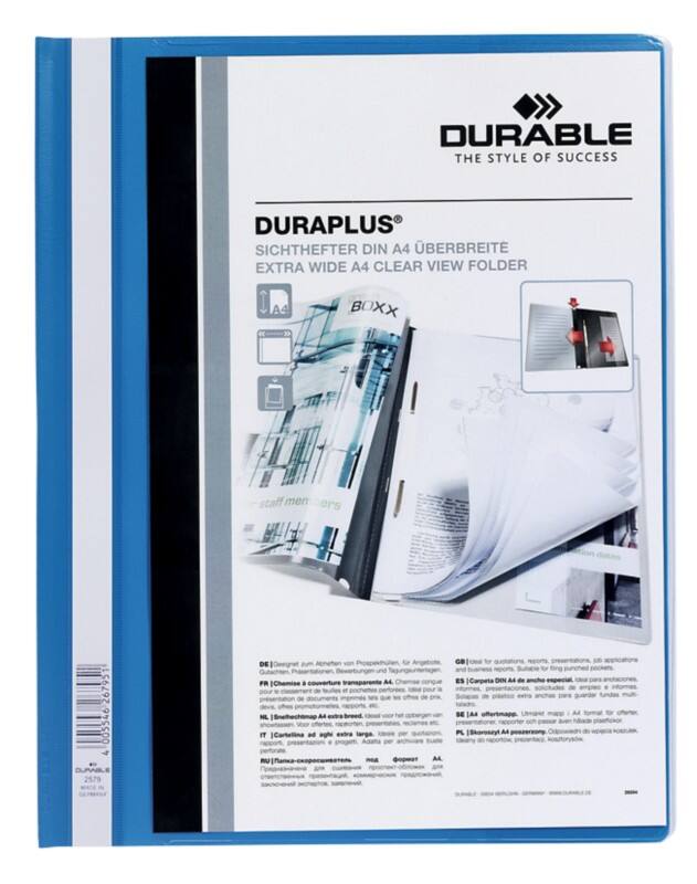 DURABLE Duraplus Schnellhefter 257906 DIN A4  PVC (Polyvinylchlorid) 24 (B) x 31,1 (H) cm Blau