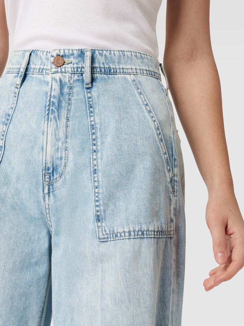 Jeans-Culotte mit Eingrifftaschen in hellblau