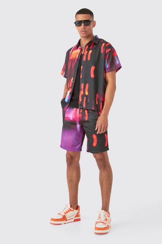 Kastiges Mesh-Hemd & Shorts