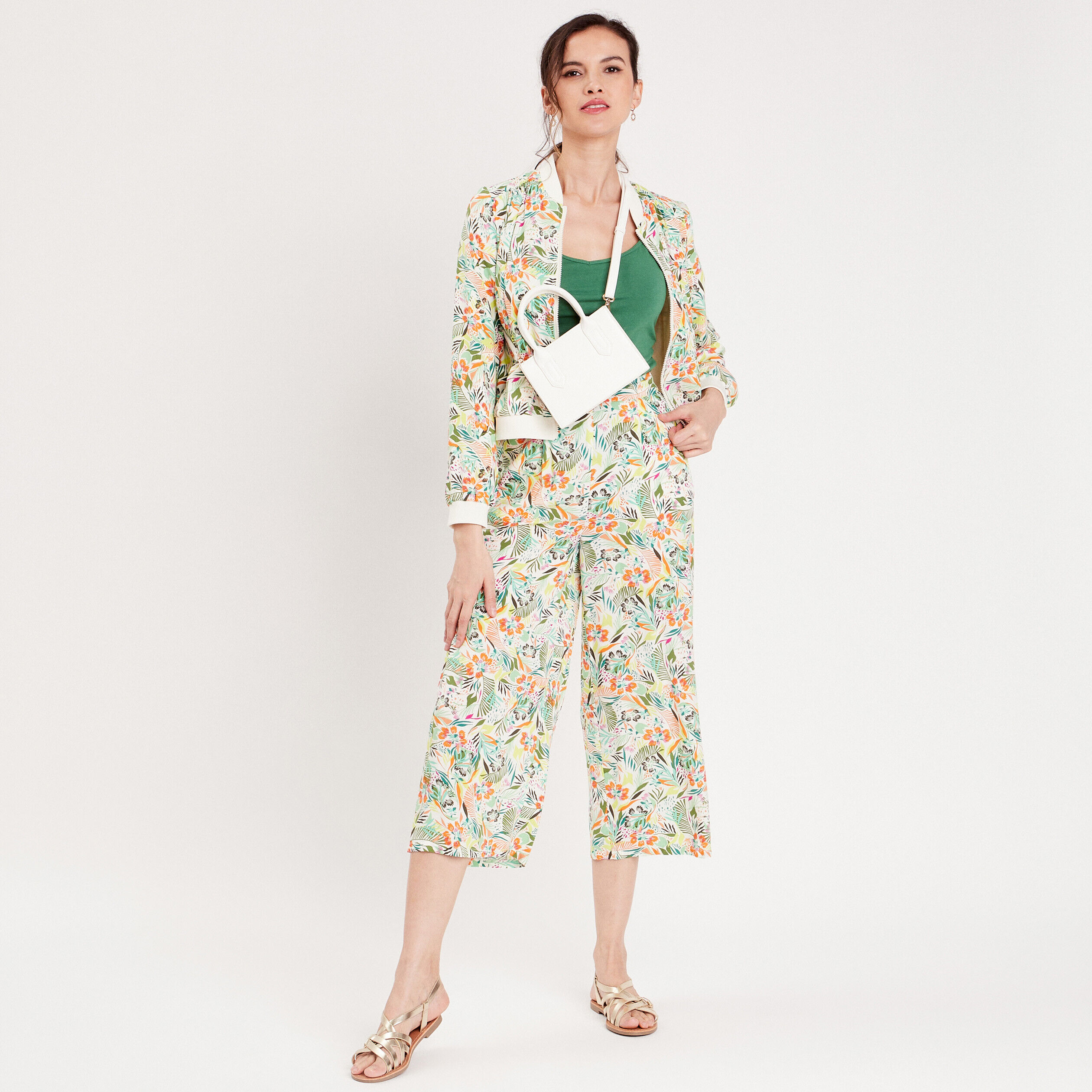 Veste teddy droite zippée blanc femme | Cache Cache