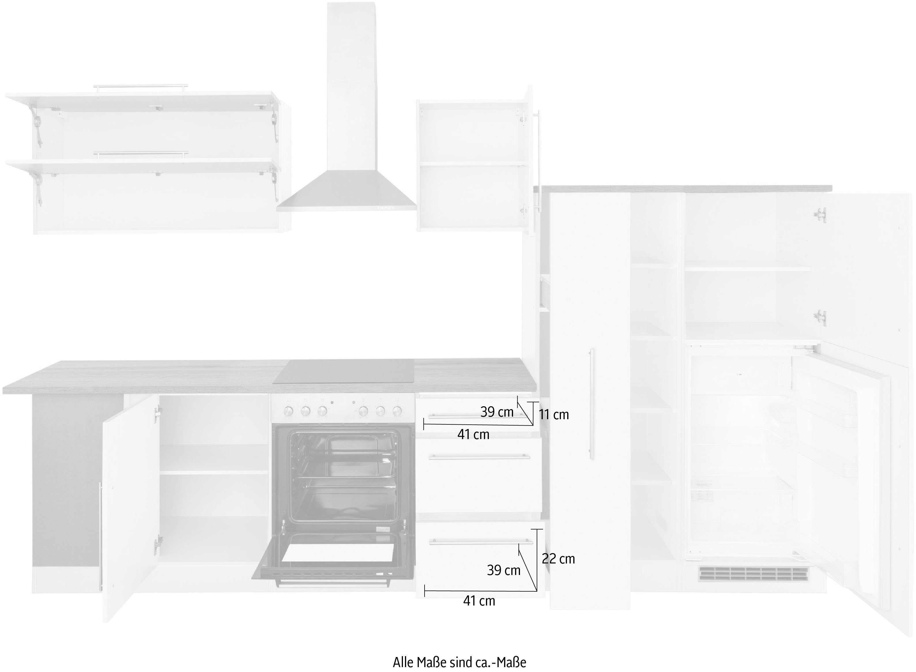 HELD MÖBEL Winkelküche Samos, mit E-Geräten, Stellbreite 340/220 cm