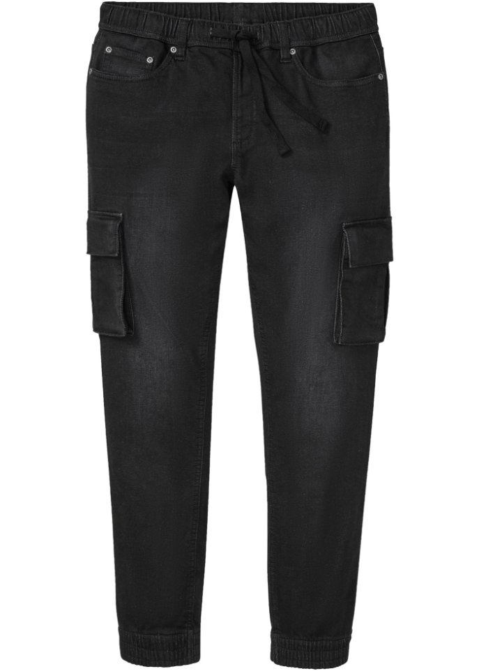Regular Fit Schlupf-Cargo-Jeans, Straight