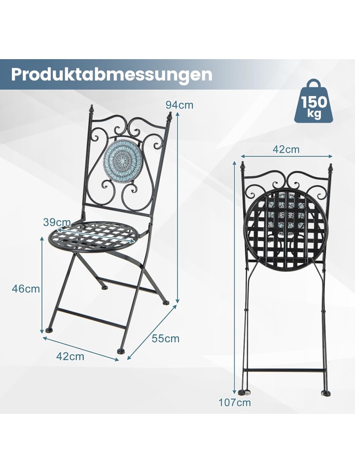 COSTWAY Gartenstühle 2er Set in Grau günstig kaufen onesize