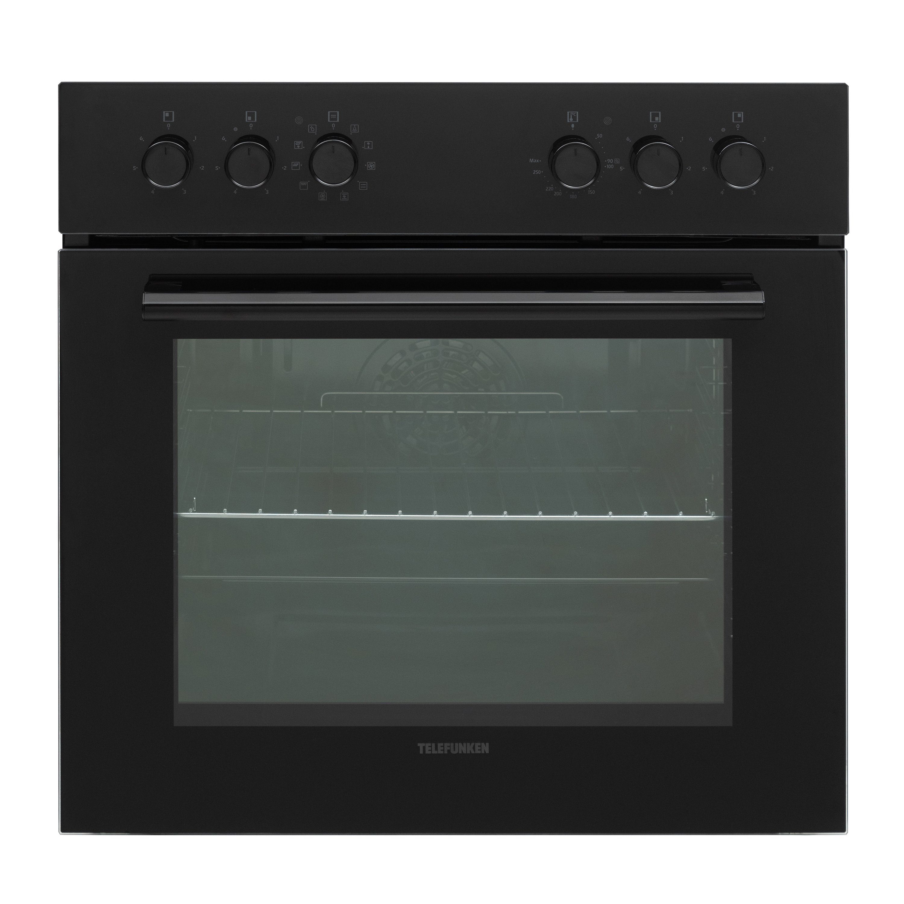Telefunken Elektro-Herd-Set ECHS65A-B, VapClean, Einbauherdset, 65 L, Backofen & Glaskeramik-Kochfeld, Hot Air Shield