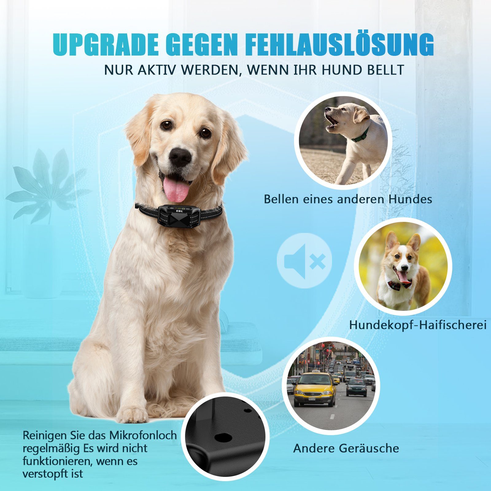 EBL Hunde-Halsband Vibrationshalsband,Automatischs Hundehalsbänder