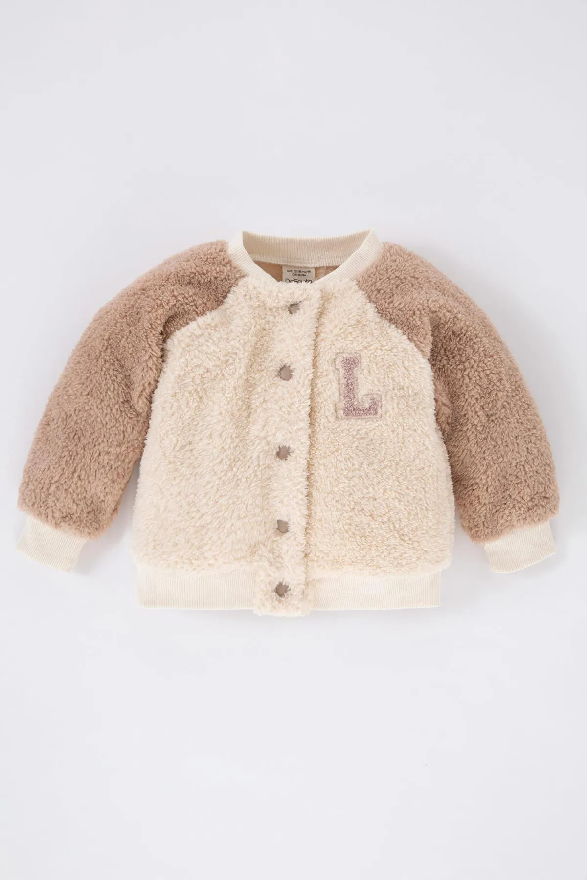 DeFacto  Bestickter Bomber-Cardigan aus Welsoft-Plüsch mit College-Kragen für Babys
