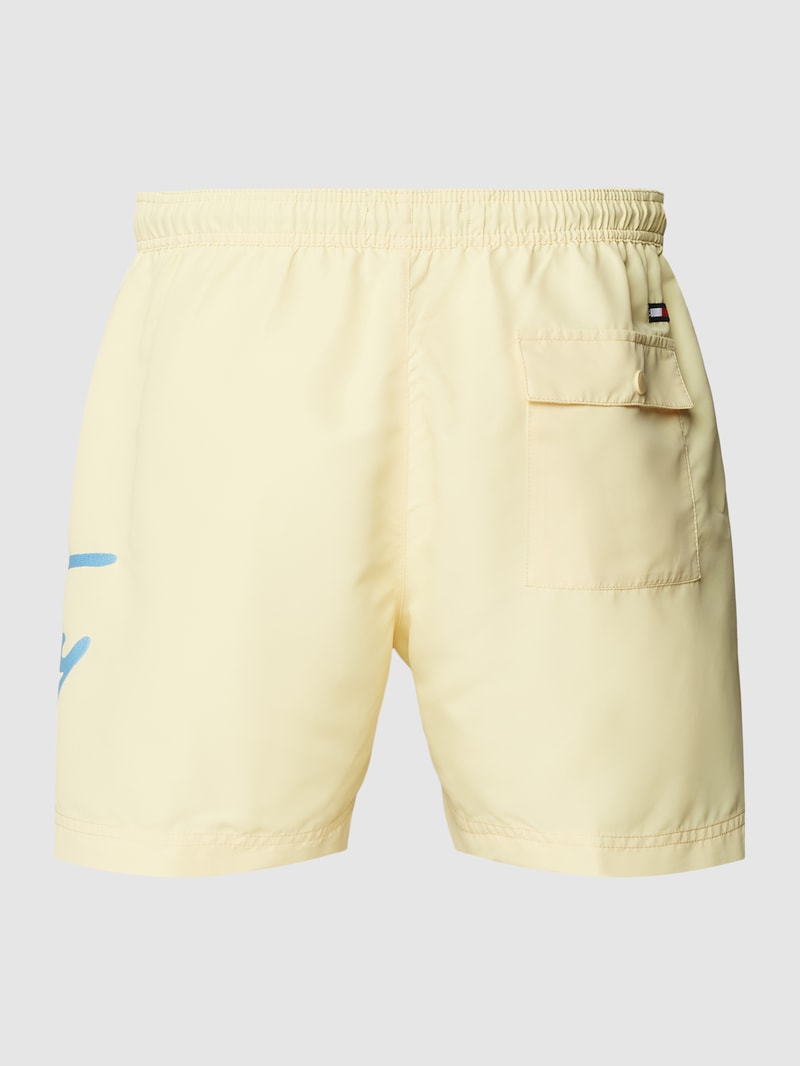 Badehose mit Label-Print in hellgelb