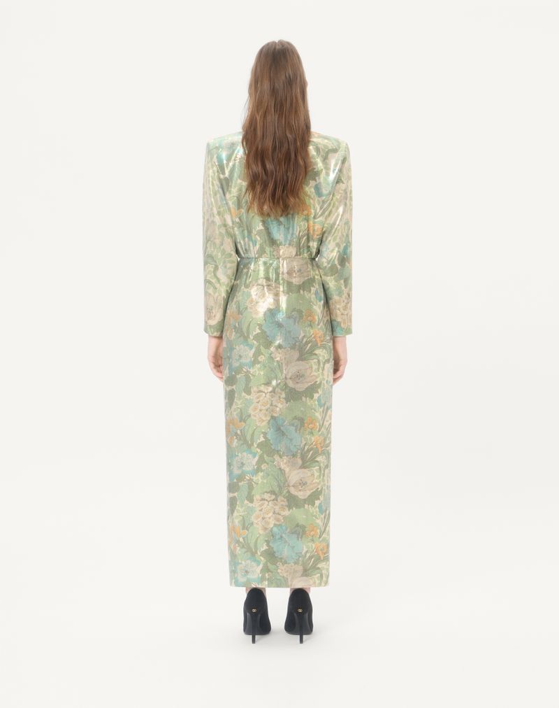 Lang Lurex Kjole Med Après L'Hiver Print Sanderson Dégradé