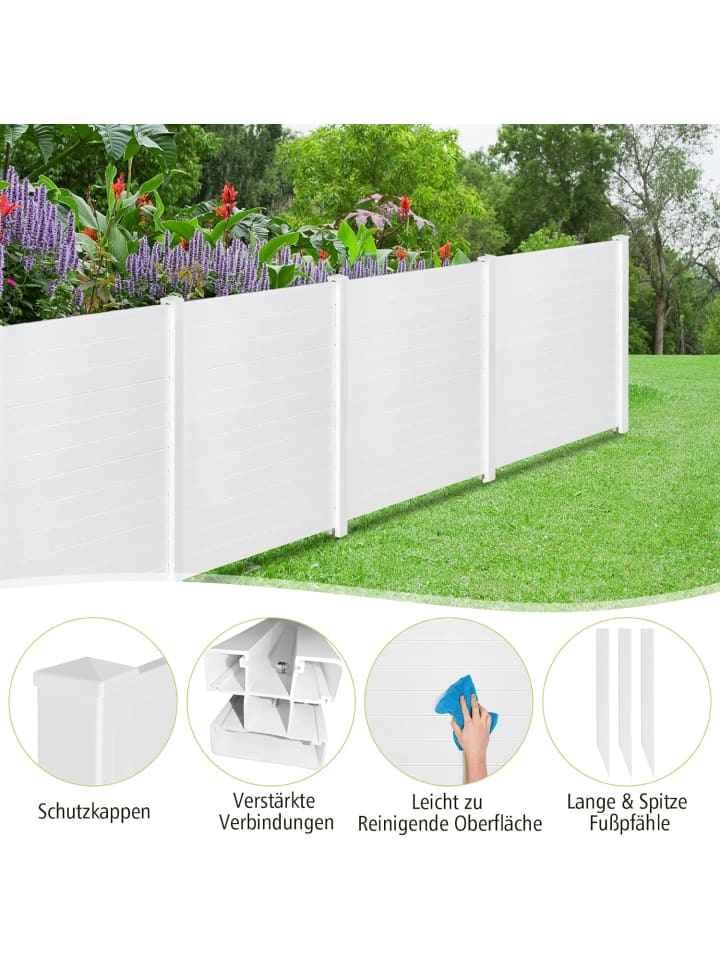 COSTWAY Gartenzaun 2tlg.124cm hoch in Weiß günstig kaufen onesize