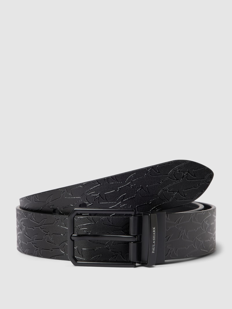 Ledergürtel mit Motiv-Print in schwarz