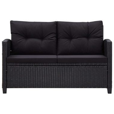 vidaXL Loungesofa 2-Sitzer-Gartensofa mit Kissen Schwarz 124 cm Poly Rattan, 1 Teile