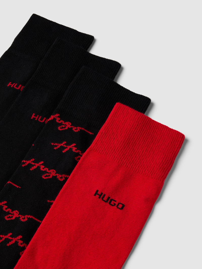 Socken mit Label-Stitching im 4er-Pack in schwarz