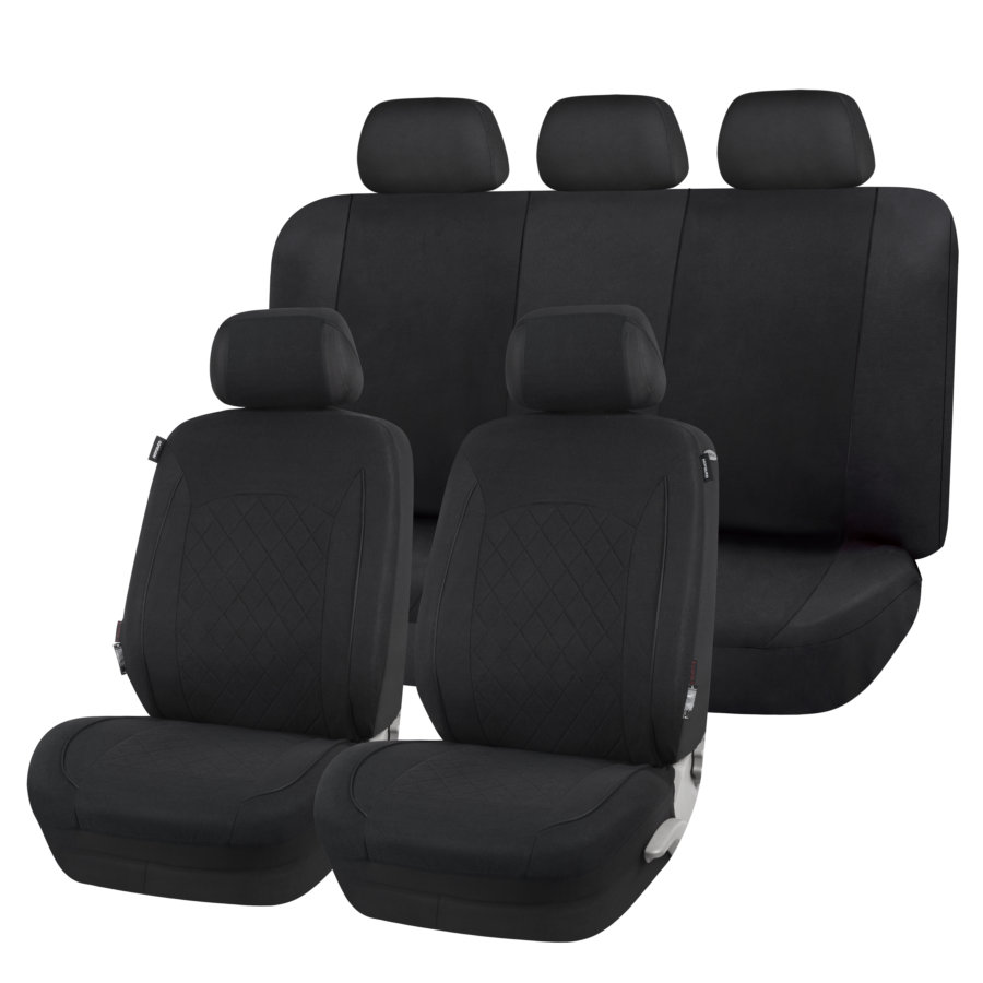 NORAUTO Sitzbezug-Komplettset 11-teilig für PKW´s, Design CERES, schwarz - ATU