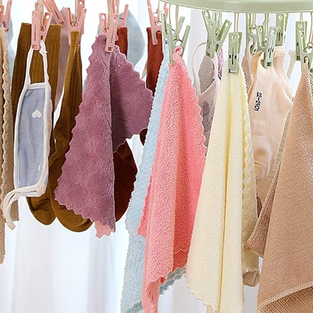 Bizaical Wäscheständer Wäschebügel mit 12 Clips,faltbarer Wäscheständer,für Socken,BHs