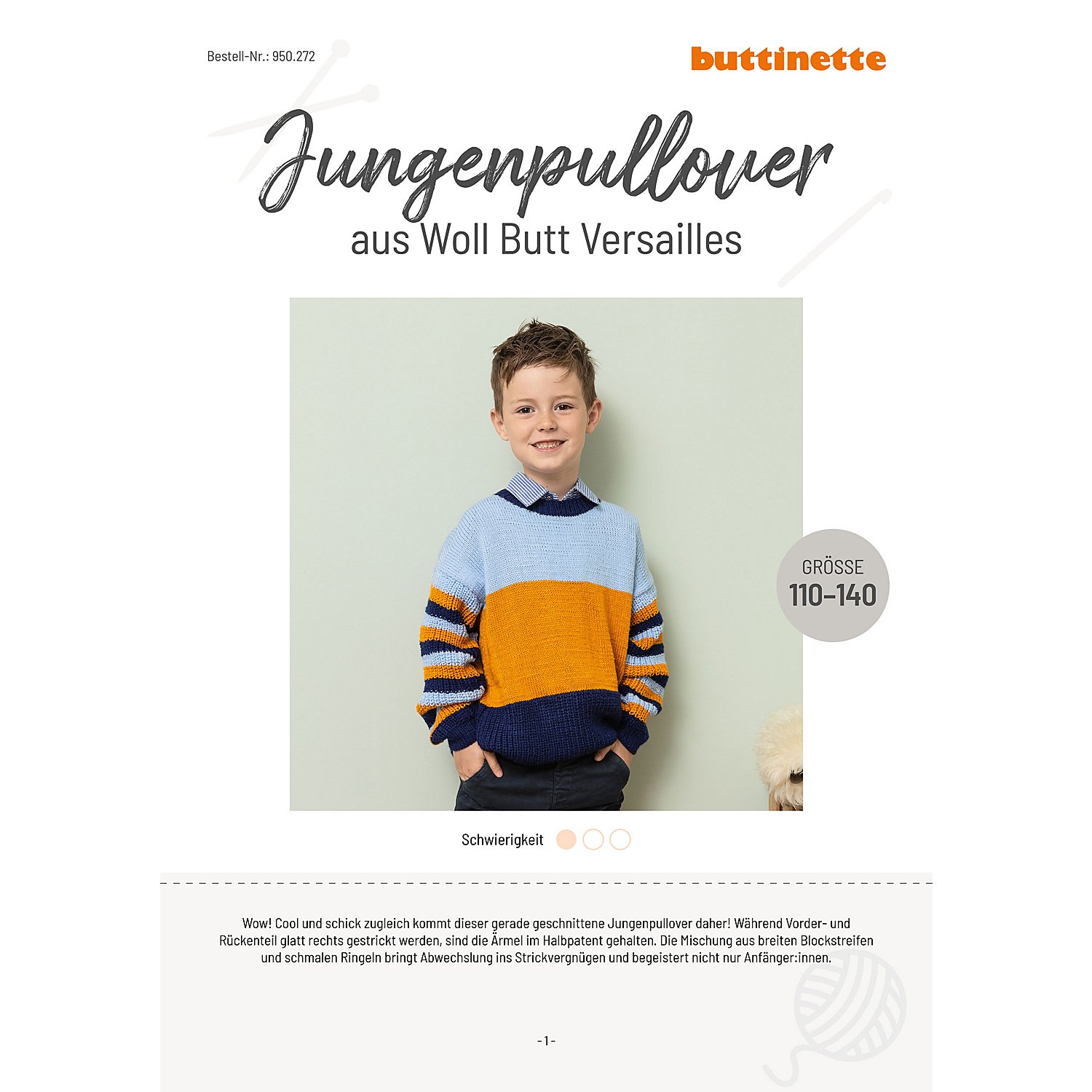 Strickanleitung – Jungenpullover aus Woll Butt Versailles