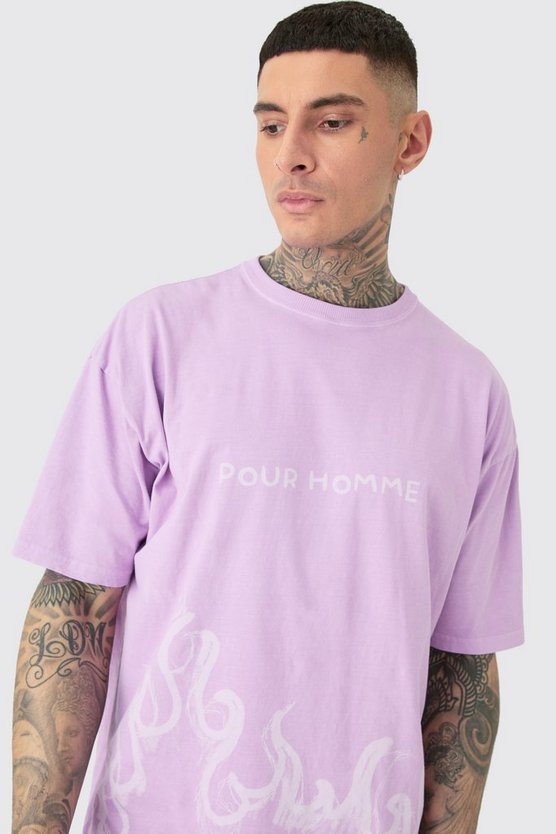 Tall Oversize T-Shirt mit Pour Homme Print