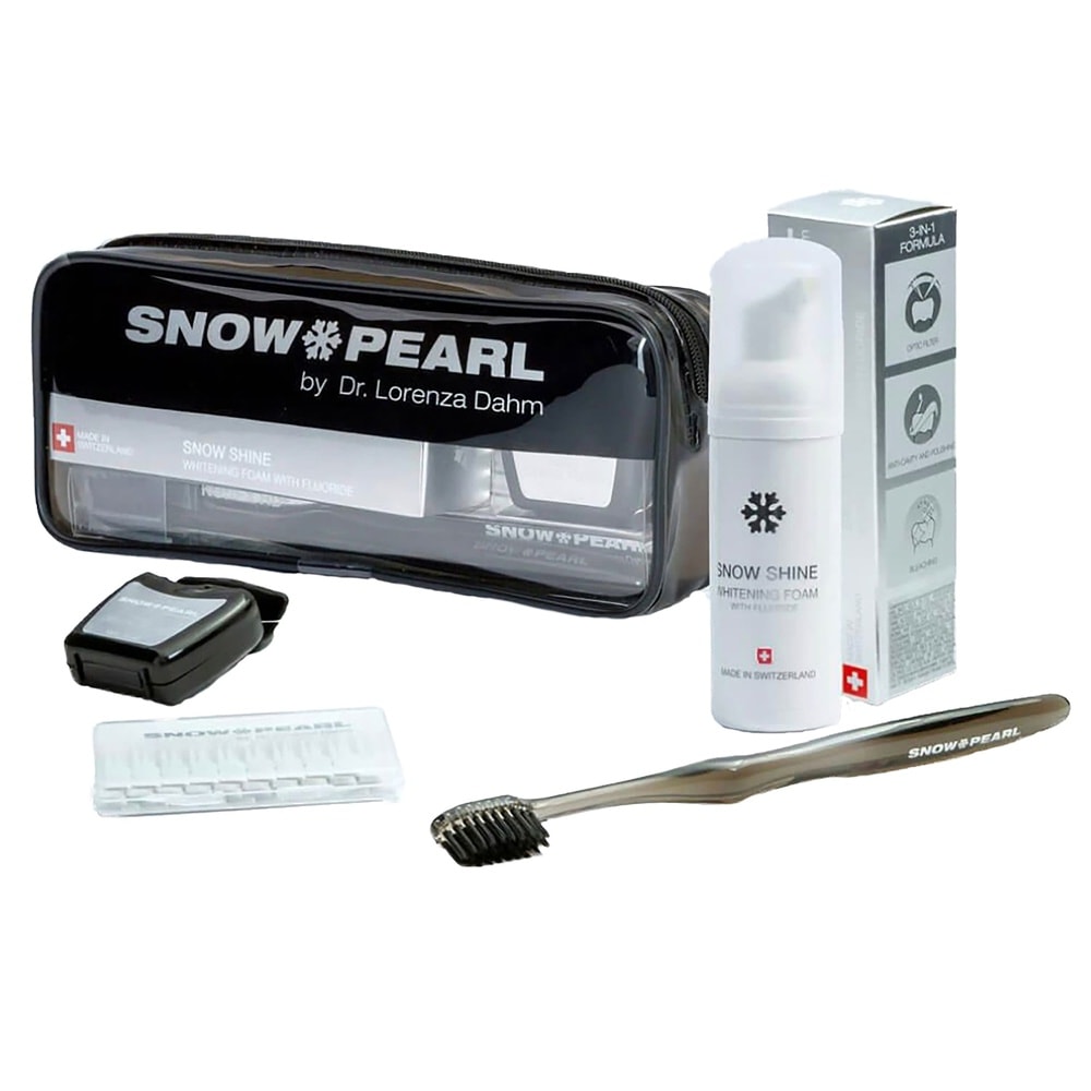 snow pearl Travel Kit SNOW SHINE noir Travel Kit noir avec mousse blanchissante fluor SNOW SHINE 50 ml