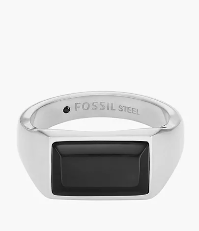 Fossil Siegelring All Stacked Up Achat schwarz