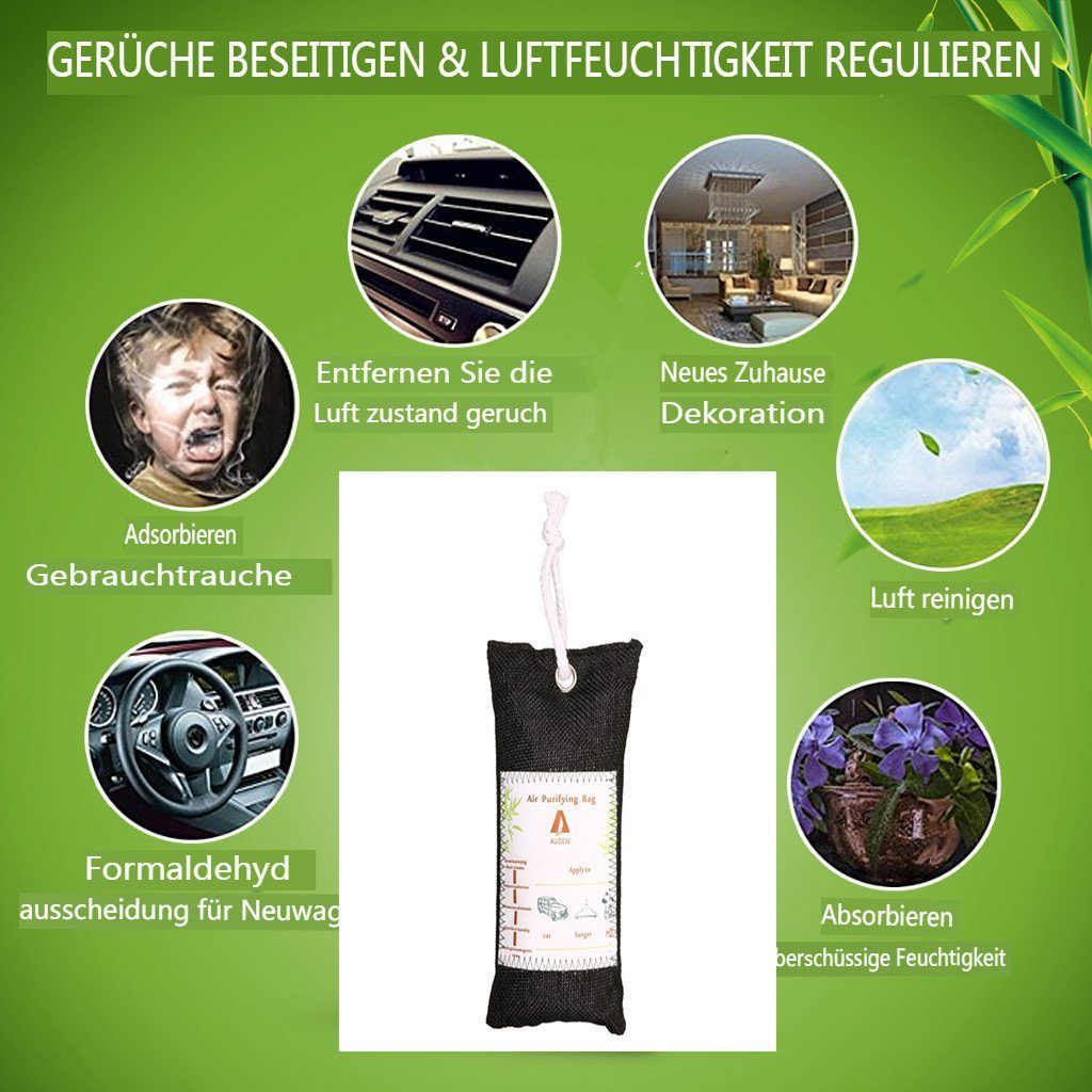 AUDEW Aktivkohlefilter, 4tlg Luftreinigungsbeutel aus Bambuskohle (100g*4), entfernt Gerüche
