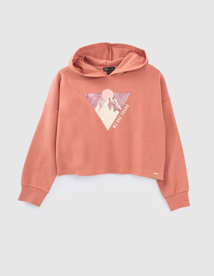 Sweat terracotta visuel montagne fille