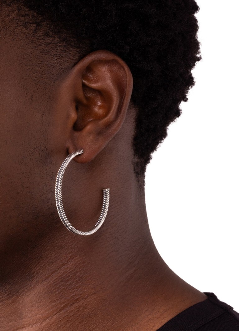 Buddha to Buddha Silver chain hoop earrings