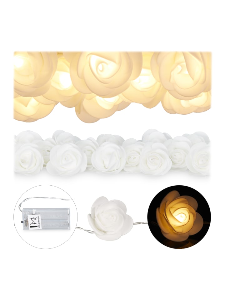 relaxdays Lichterkette Rosen in Weiß - (L)3,3 m günstig kaufen onesize
