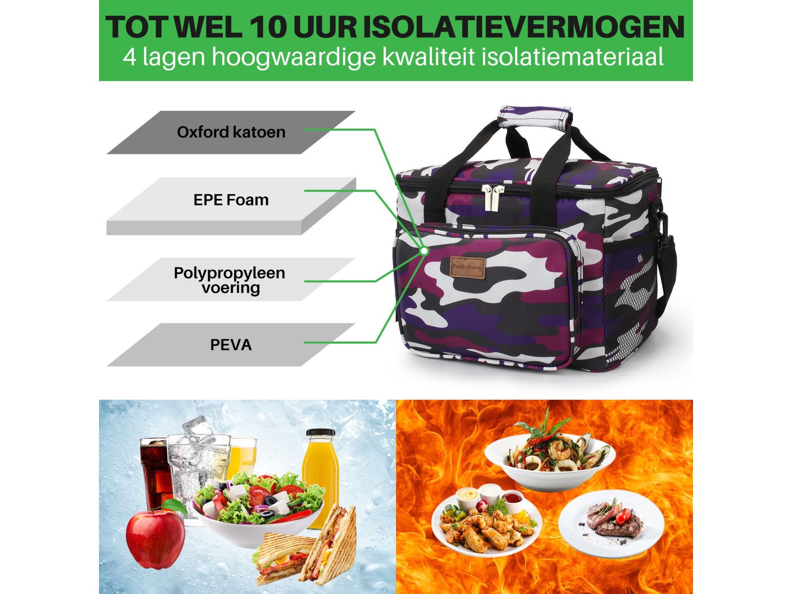Packaway Camo Lila 15 Liter Kühltasche