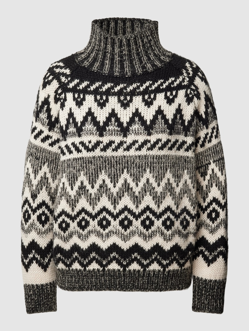 Norwegerpullover mit Allover-Muster in schwarz