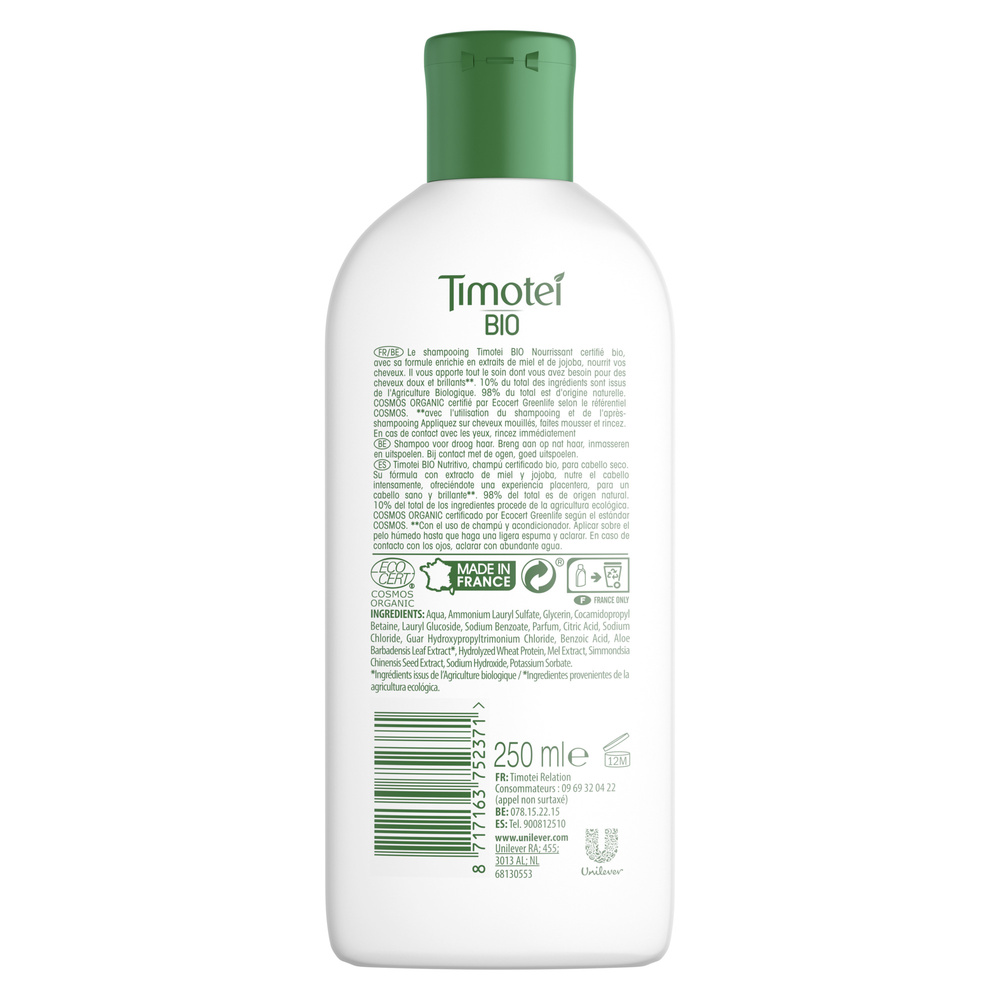 timoteï TIM BIO SH 250 NOURRISS Shampoing
