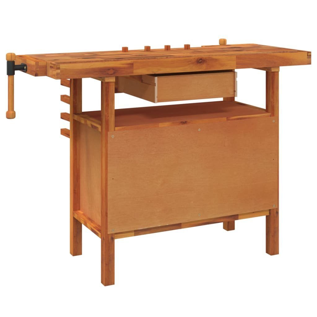vidaXL Werkbank Werkbank mit Schubladen Schraubstöcken 124x52x83 cm Akazienholz, (1-tlg)