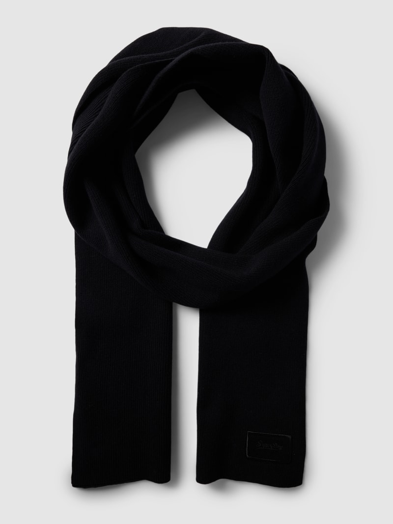 Schal mit Label-Stitching Modell 'VINTAGE LOGO' in schwarz