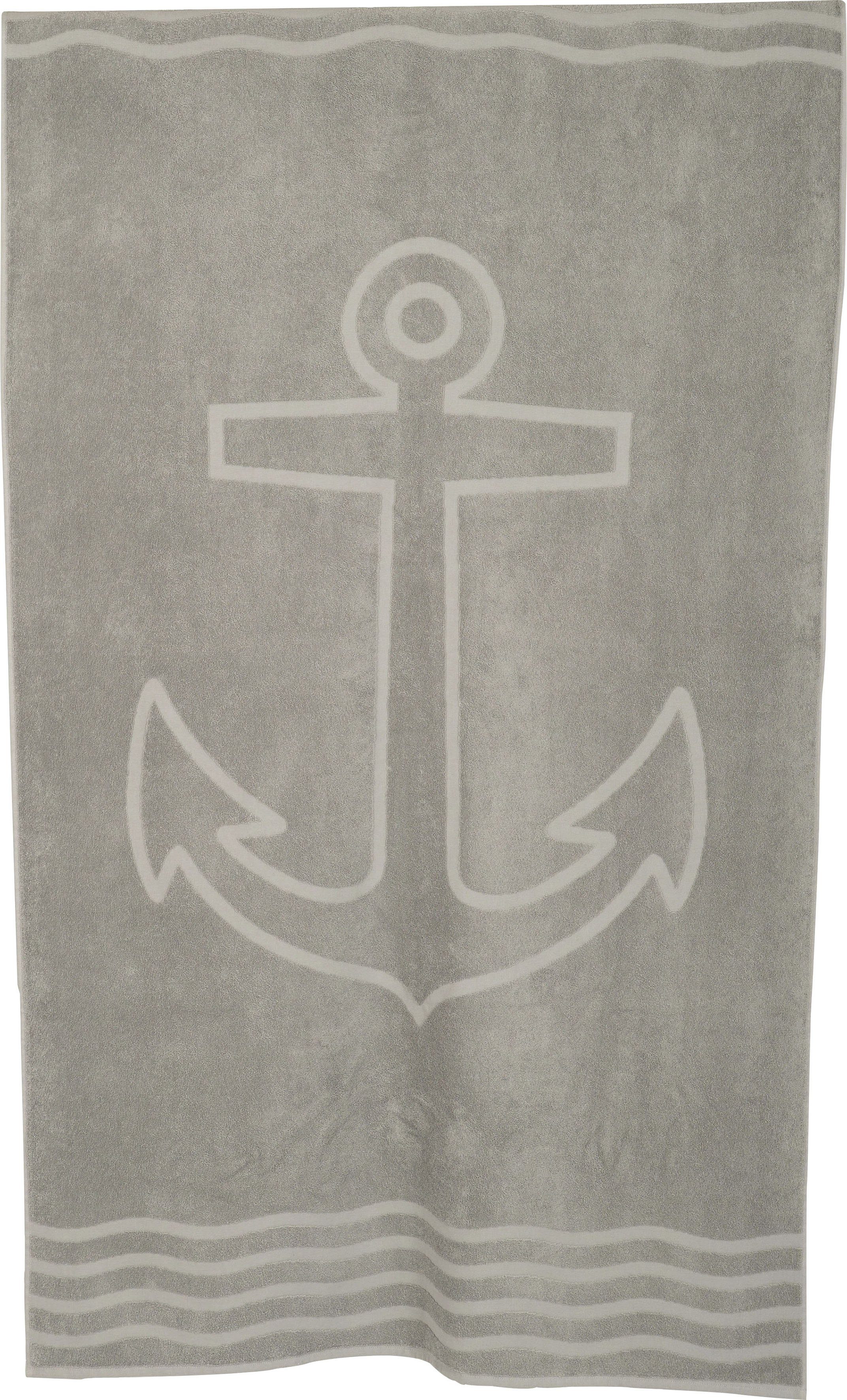Wewo fashion Strandtuch Anker, Frottee (1-St), Badetuch, Uni Farben, mit Motiv, reine Baumwolle