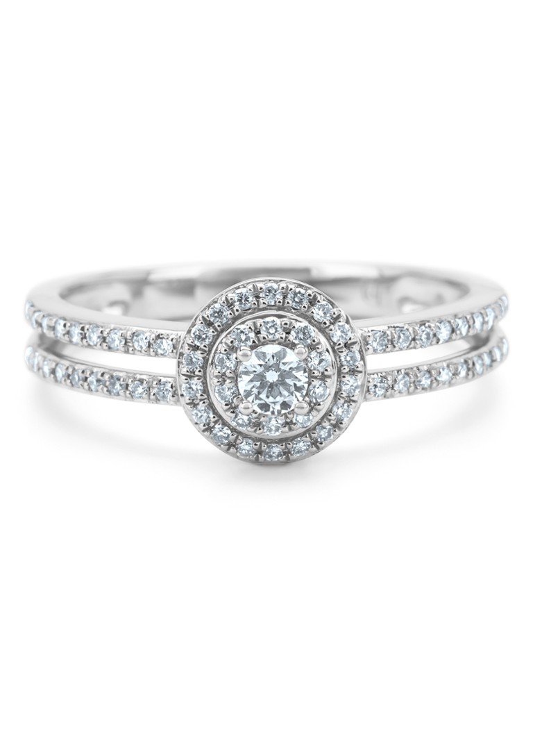 Inel cu vârf de diamant din aur alb, diamant de 0.28ct, Petite Romance