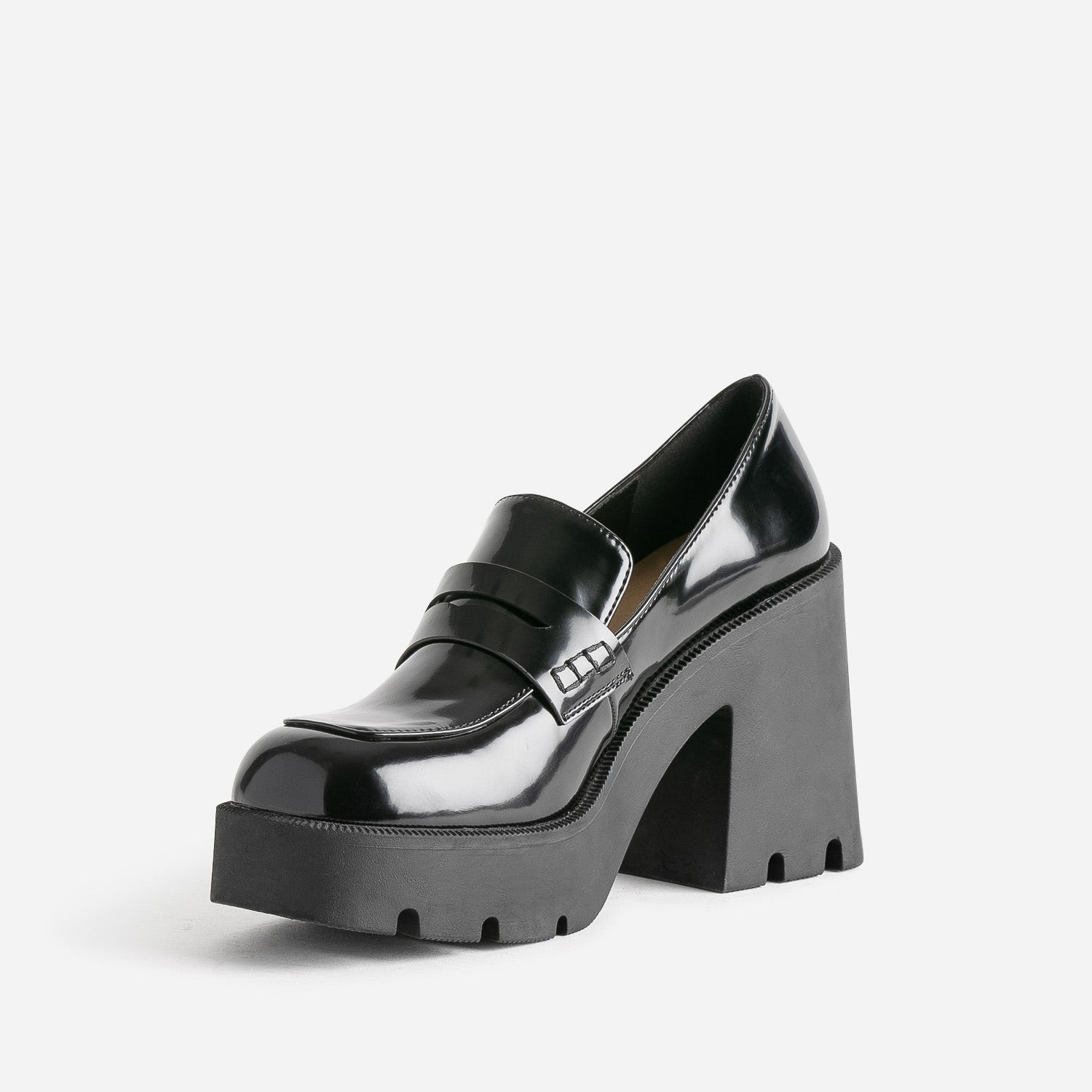 Mocassin TEXTO noir à plateforme crantée