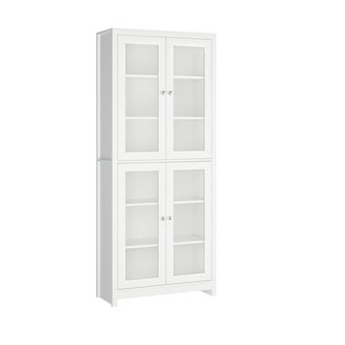 Homfa Hochschrank Vitrinenschrank, 190cm hoch Bücherschrank, mit Türen, Weiß