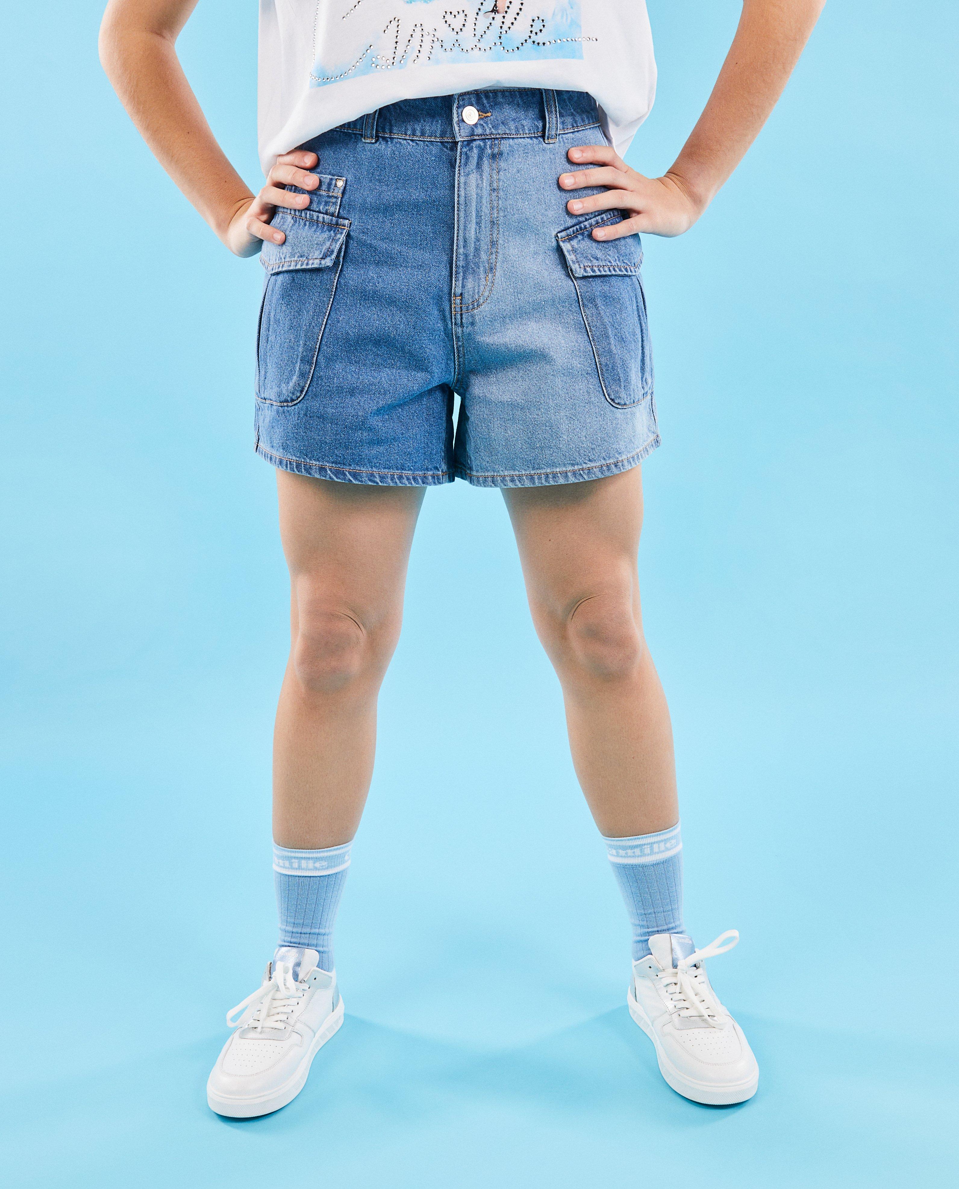 CAMILLE Biopamut farmer rövidnadrág, XS-XL világoskék