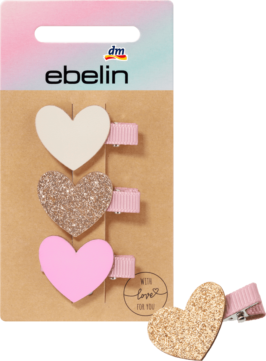 Haarclips mit Herz Applikation, 3 St