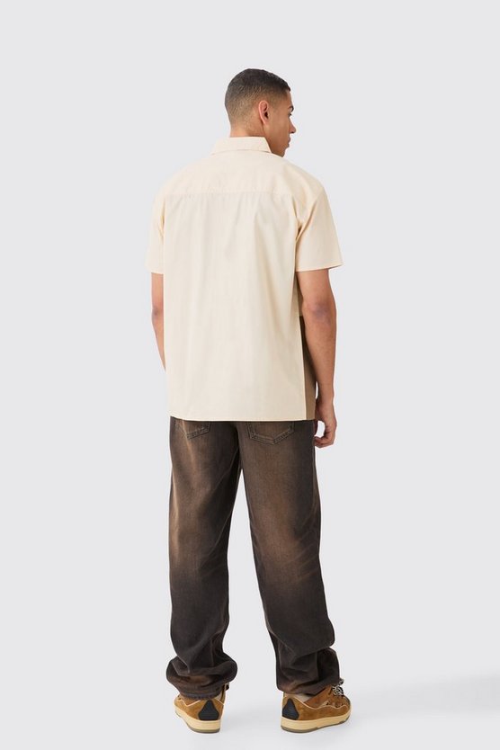 Kurzärmliges Oversize Hemd mit Applikation