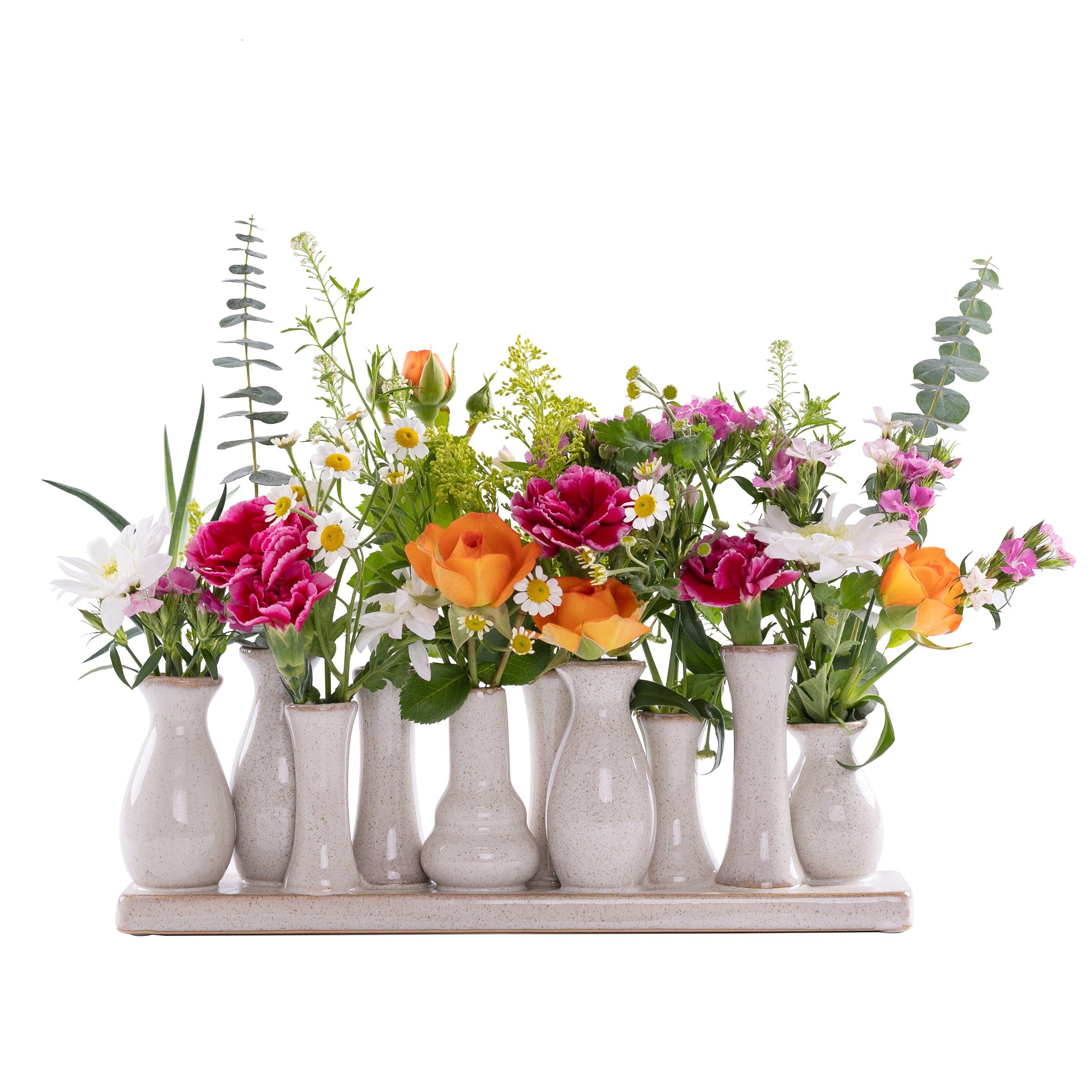 Jinfa Dekovase Jinfa Vasen auf festem Sockel, handgefertigte Blumenvasen, Antik-Weiß