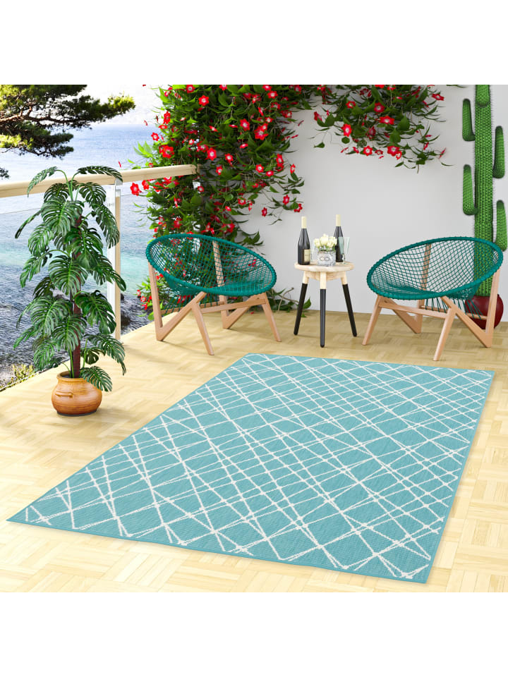 Pergamon In- und Outdoor Teppich Beidseitig Cape Cod Streifen in Mintgrün günstig kaufen