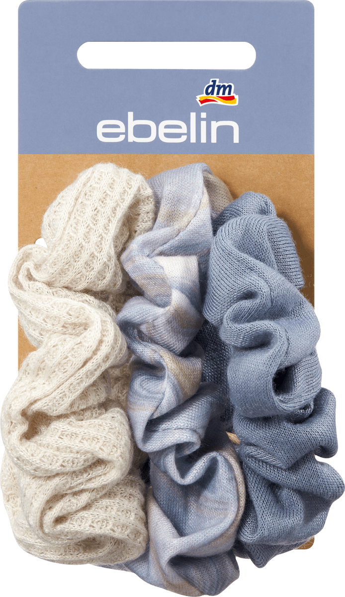 Scrunchies aus recyceltem Polyester beige, blau, 3 St